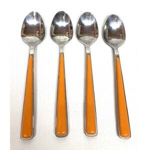 4-Cambridge FIESTA Merengue Flatware, Spoons Tangerine Orange